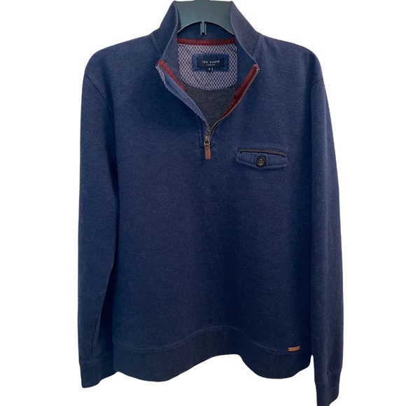 TED BAKER London Navy Blue Valerio Sweater Half Zip Pullover Size Small - Picture 6 of 15